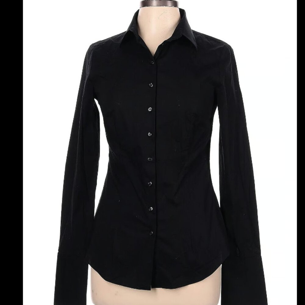 Black Button Down Cuffed Shirt